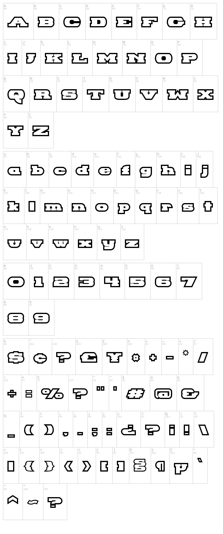 Hackney Block font map